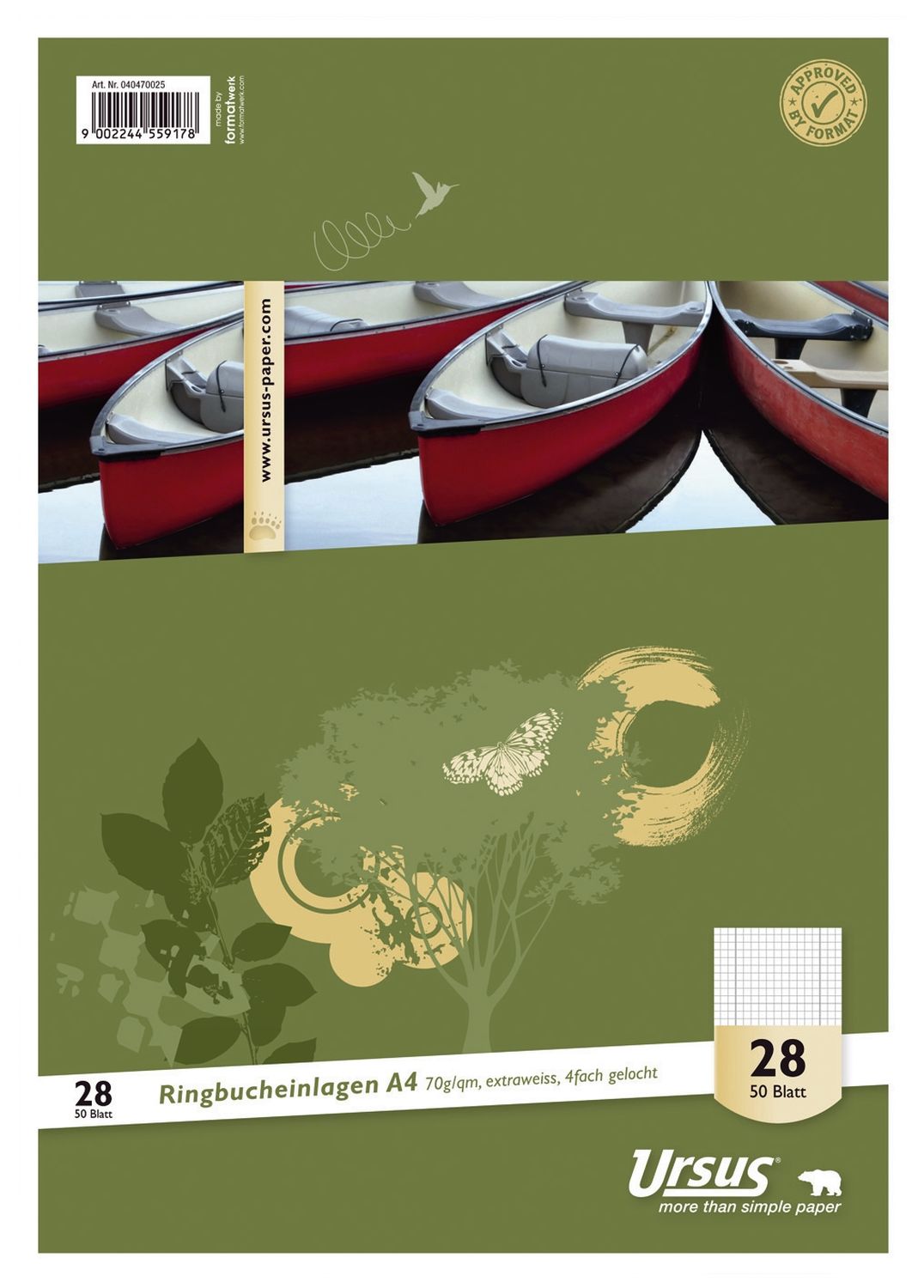 Ringbucheinlage - LIN28, A4, 50 Blatt, 70 g/qm, kariert mit Randlinien Ringbucheinlage - LIN28, A4, 50 Blatt, 70 g/qm, kariert mit Randlinien