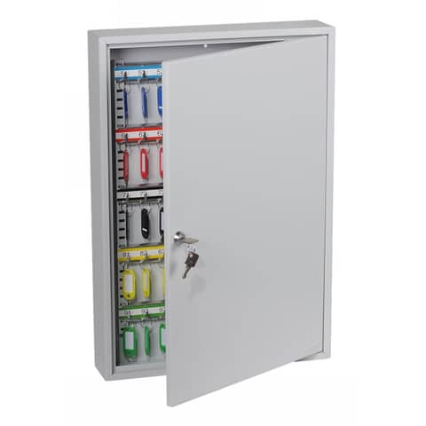 Schlüsselschrank Phönix KC0603K, mit 100 Haken, 38,0 x 55,0 x 8,0 cm, mit Zylinderschloss, grau