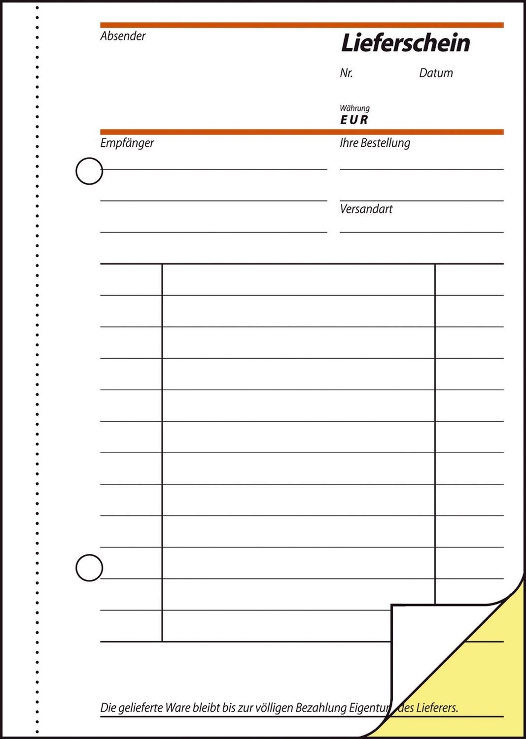 Lieferscheine mit Empfangsschein - A6, 1. und 2. Blatt bedruckt, SD, MP, 2 x 40 Blatt Lieferscheine mit Empfangsschein - A6, 1. und 2. Blatt bedruckt, SD, MP, 2 x 40 Blatt
