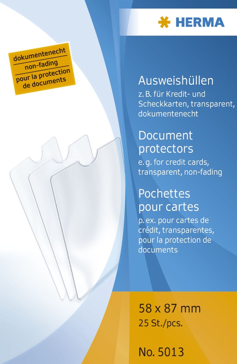 5013 Ausweishüllen - 58x87 mm für Kredit-/Scheckkarten, geprägt, dokumentenecht 5013 Ausweishüllen - 58x87 mm für Kredit-/Scheckkarten, geprägt, dokumentenecht