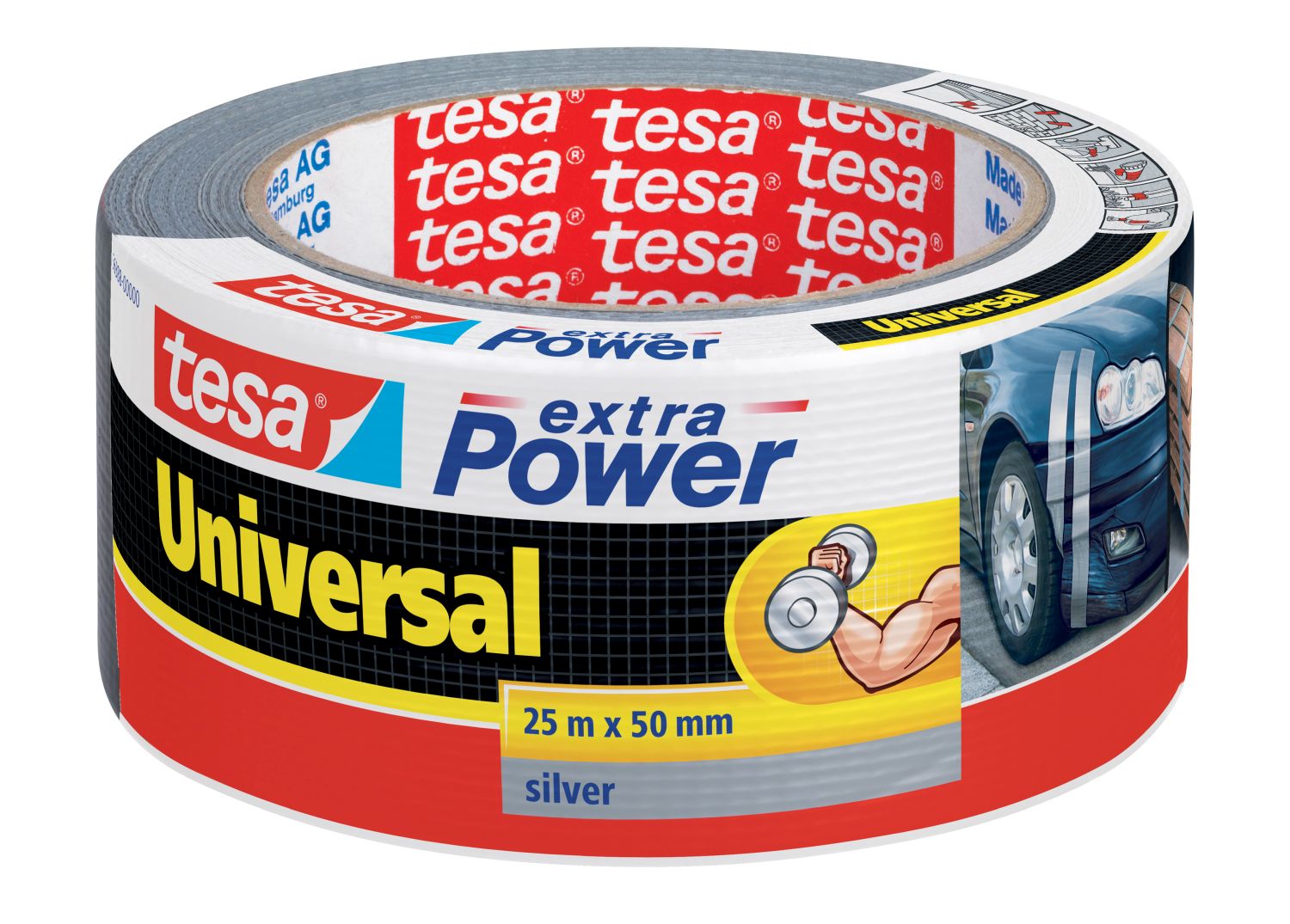 Gewebeklebeband extra Power Universal - 25 m x 50 mm, silber Gewebeklebeband extra Power Universal - 25 m x 50 mm, silber