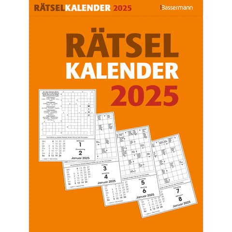 Abreißkalender Bassermann Rätsel 14918, Jahr 2025, 1 Tag auf 1 Seite, 16,5 x 22 cm
