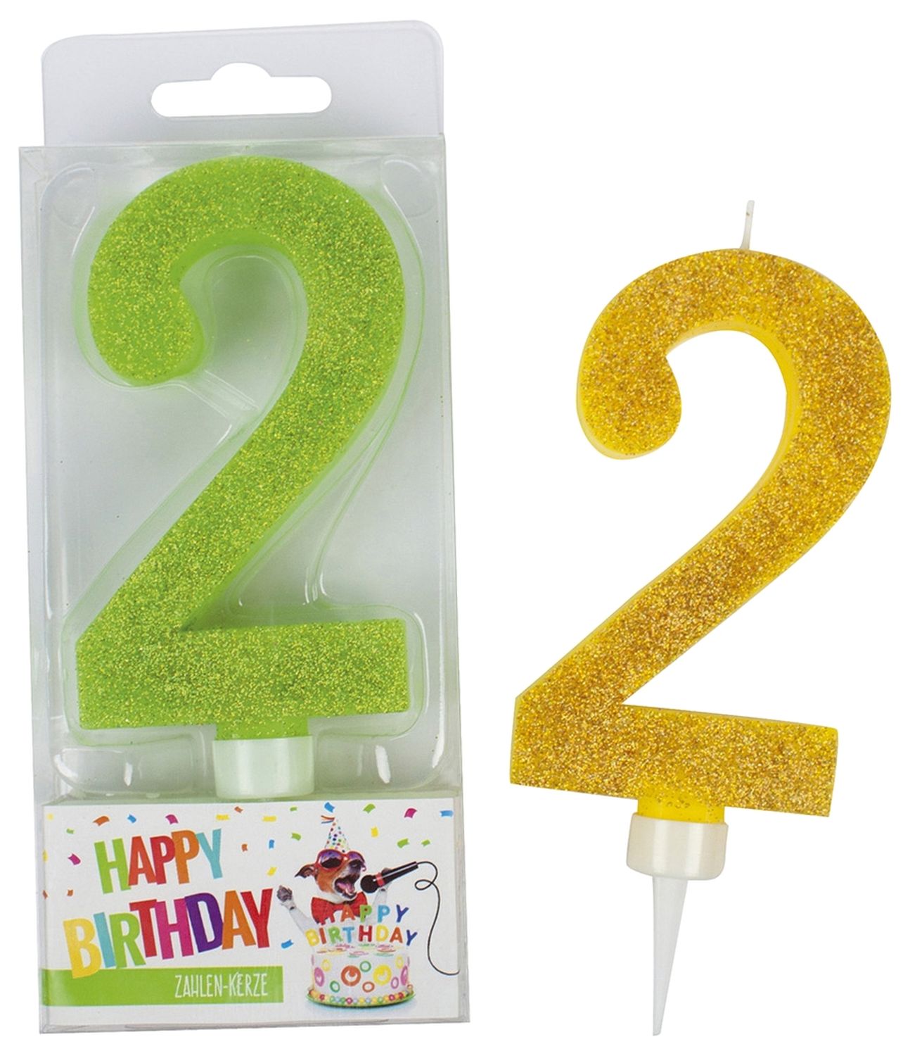 Geburtstagskerze Glitter Zahl 2 - sortiert Geburtstagskerze Glitter Zahl 2 - sortiert