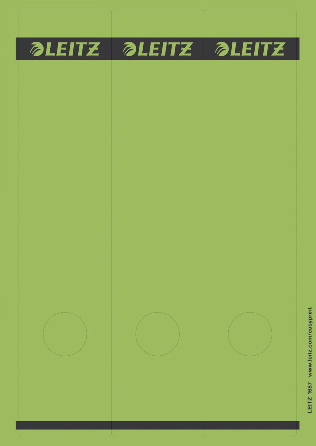Rückenschild Leitz 1687-00-55, PC-beschriftbare, lang/breit 61 x 285 mm, 75 Stück, grün Rückenschild Leitz 1687-00-55, PC-beschriftbare, lang/breit 61 x 285 mm, 75 Stück, grün