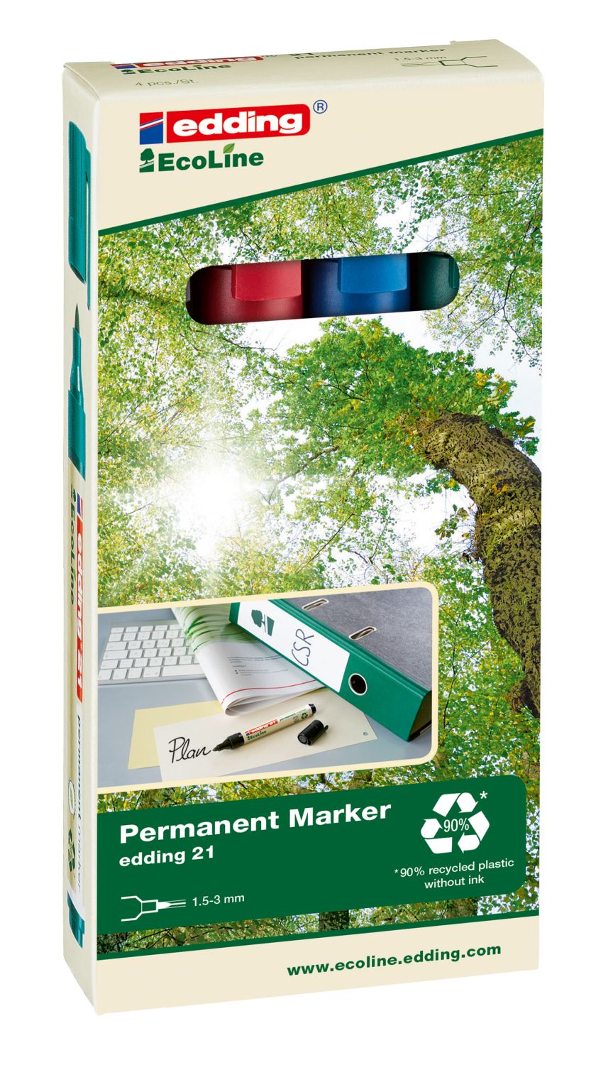 21 Permanentmarker EcoLine - nachfüllbar, 1,5 - 3 mm, sortiert