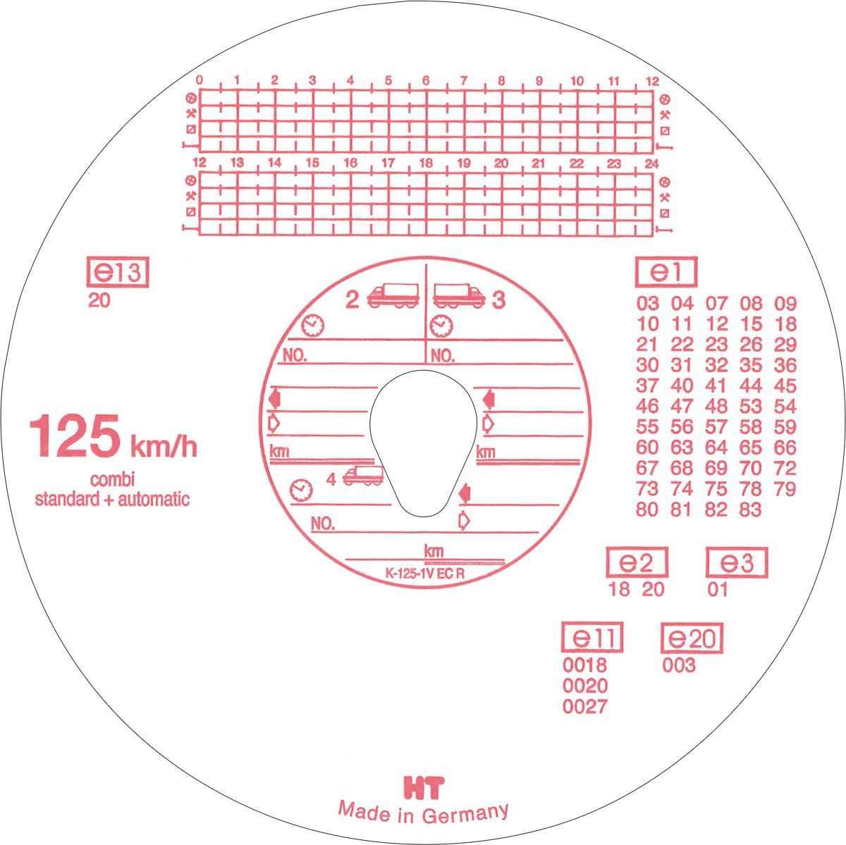Original HAUG Diagrammscheiben 125 100 (125 km/h Kombi), 100 Stück