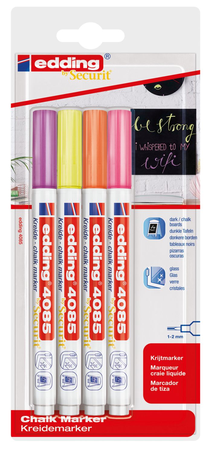 4085 Kreidemarker - 1 - 2 mm, 4er Bister, neon sortiert 4085 Kreidemarker - 1 - 2 mm, 4er Bister, neon sortiert