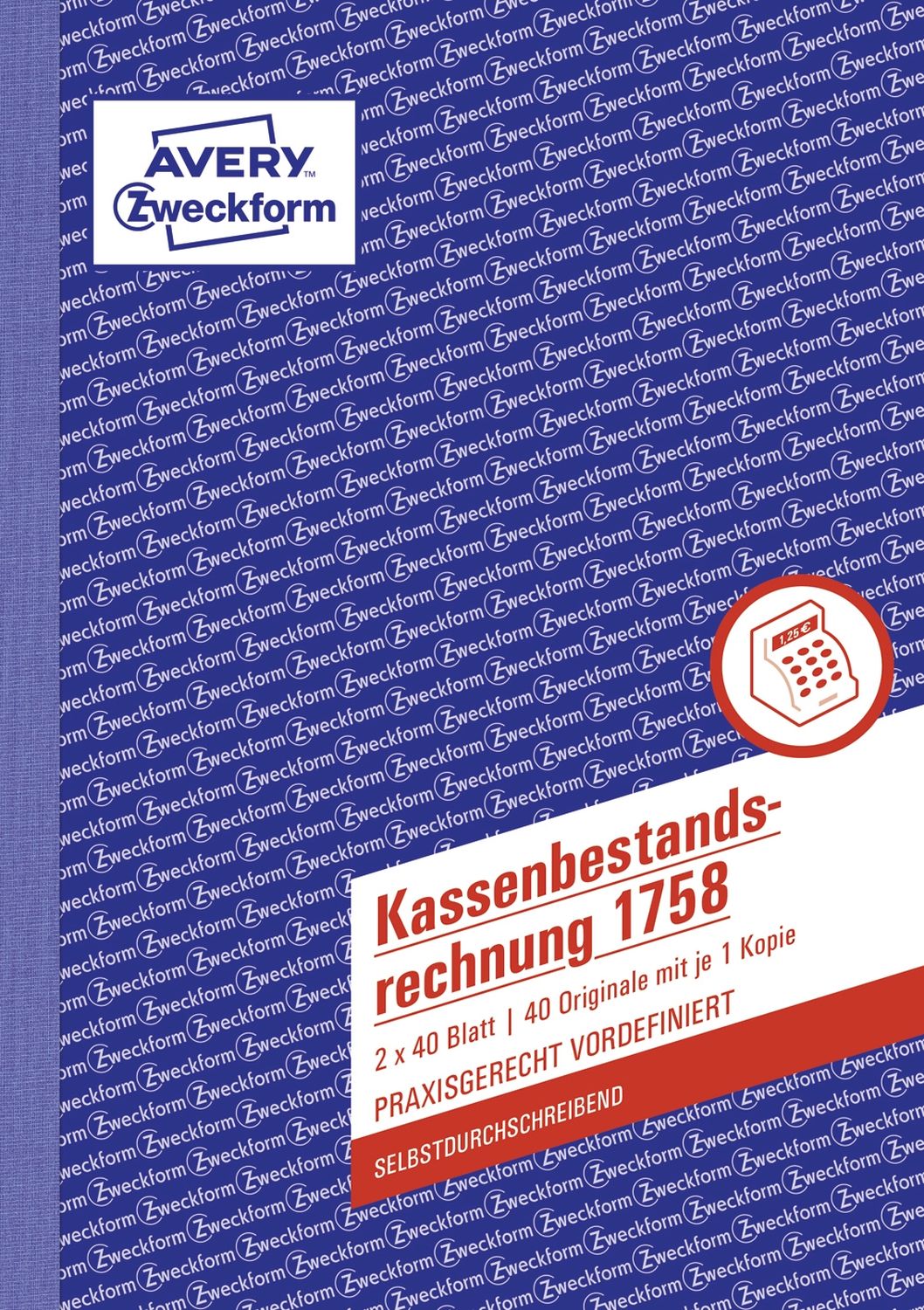 1758 Kassenbestandsrechnung, DIN A5, selbstdurchschreibend, 2 x 40 Blatt, weiß, gelb 1758 Kassenbestandsrechnung, DIN A5, selbstdurchschreibend, 2 x 40 Blatt, weiß, gelb