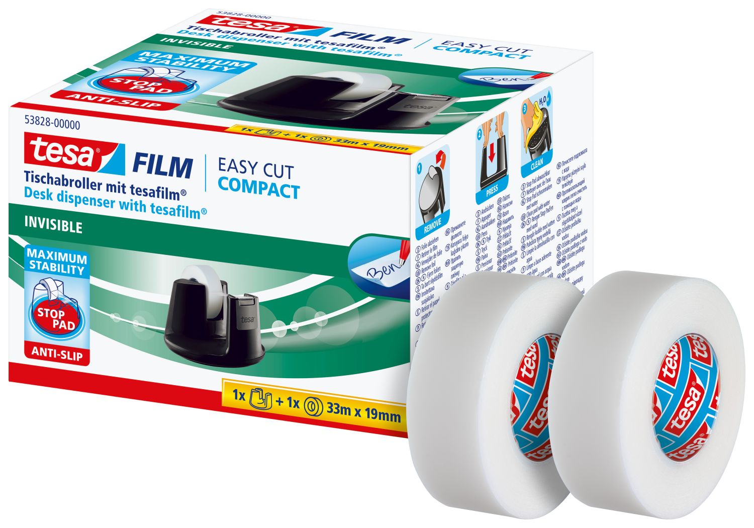Tischabroller Easy Cut® Compact - Sparpack, für Rollen bis 33 m x 19 mm Tischabroller Easy Cut® Compact - Sparpack, für Rollen bis 33 m x 19 mm