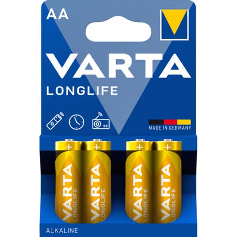 Batterien Varta Longlife Power AA 4106, Mignon, R6, LR06, 1,5 V, 4 Stück