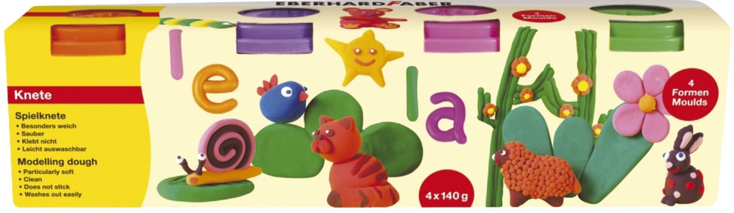 Spielknete - 4er Set, Förmchen im Deckel Spielknete - 4er Set, Förmchen im Deckel