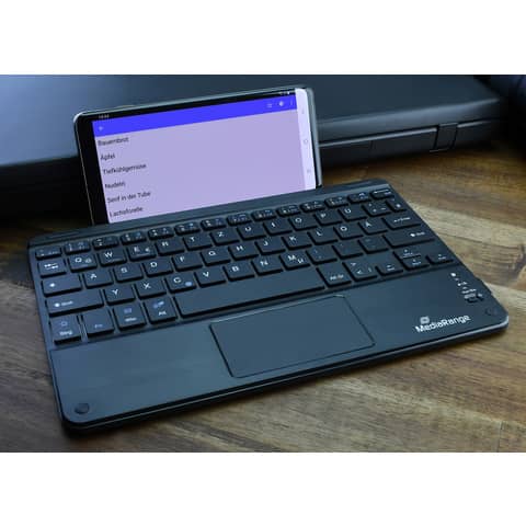 Tastatur MediaRange MROS130, Funktastatur per Bluetooth, 23 x 0,6 x 15,1 cm, schwarz