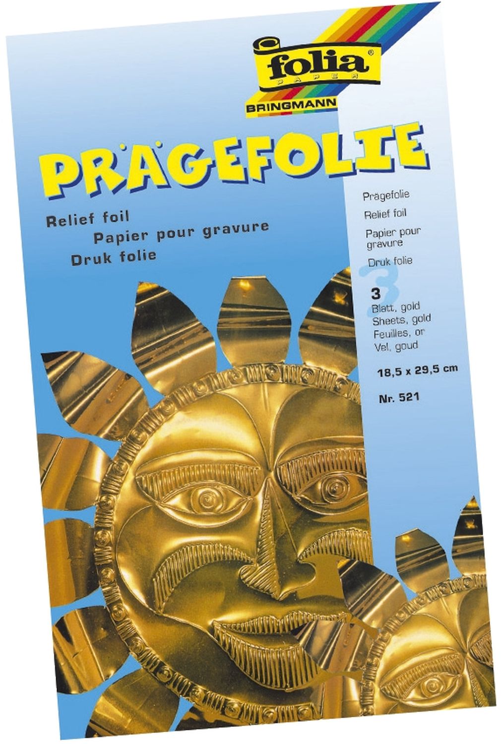 Prägefolie Mappe - 19 x 30 cm, gold, 3 Blatt