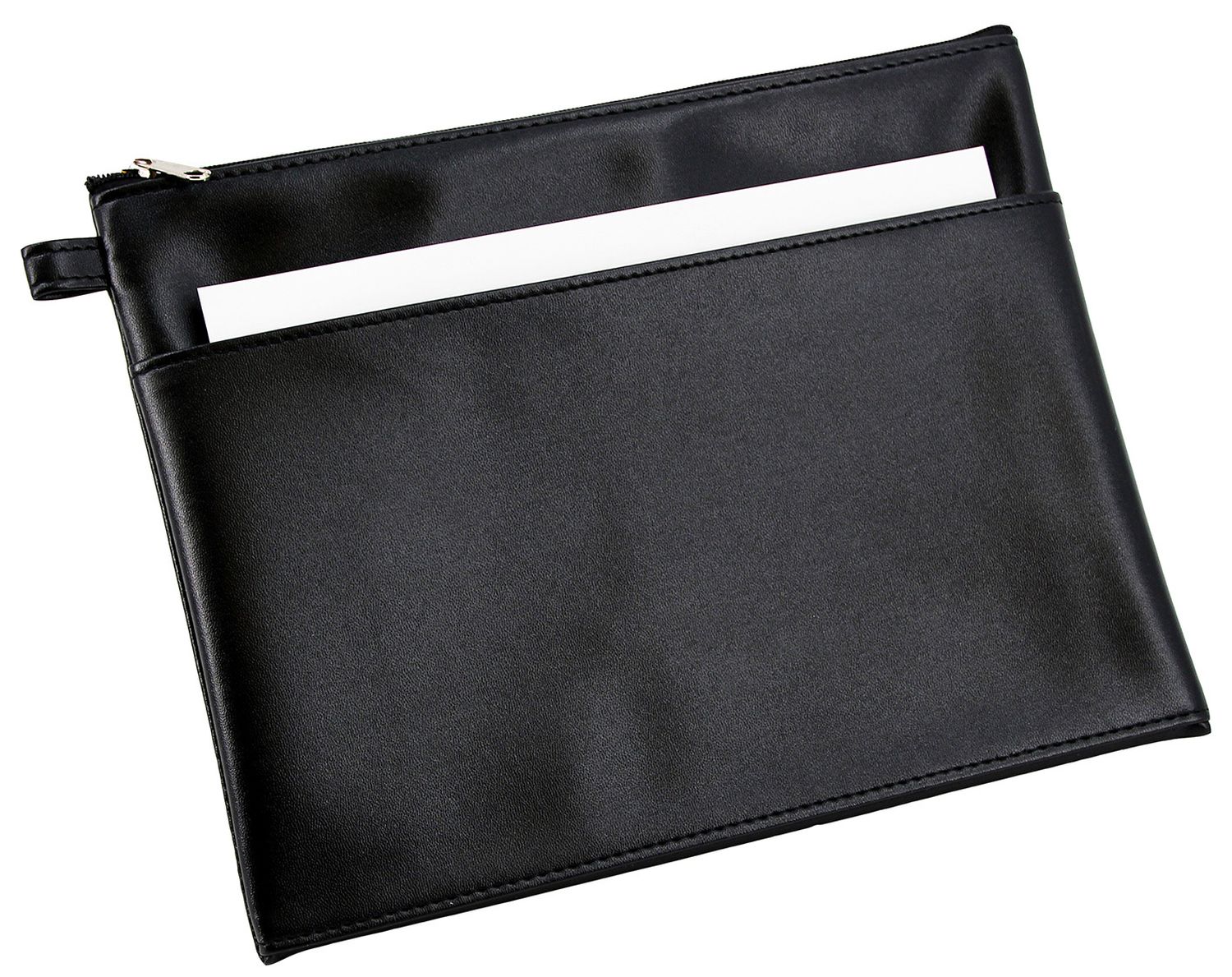 Mehrwegbeutel - 25 x 19 cm, Lederimitat, Vortasche, schwarz Mehrwegbeutel - 25 x 19 cm, Lederimitat, Vortasche, schwarz