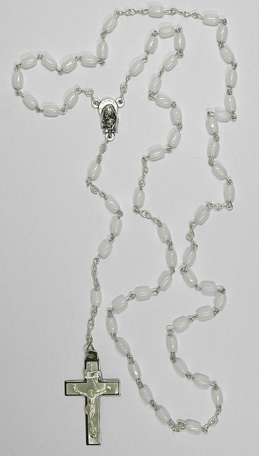 Rosenkranz - Glasperlen, weiß, ca. 41 cm, inkl. Dose Rosenkranz - Glasperlen, weiß, ca. 41 cm, inkl. Dose