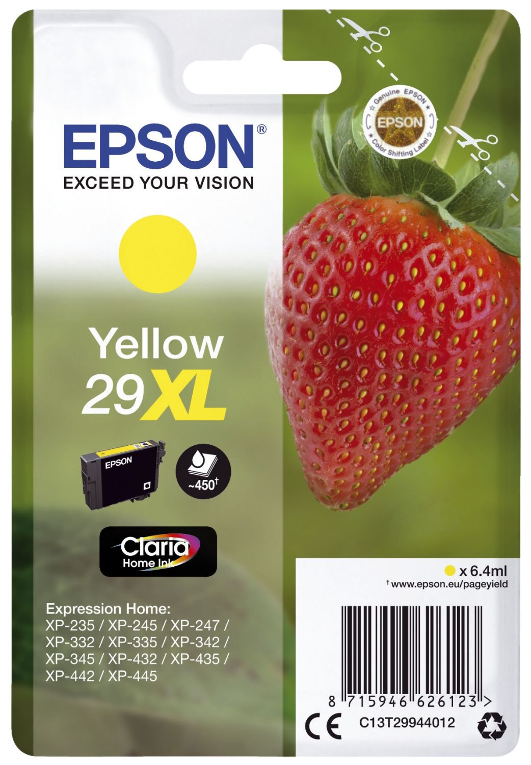 Original Epson Tintenpatrone gelb High-Capacity (C13T29944012,29XL,T2994,T29944012)