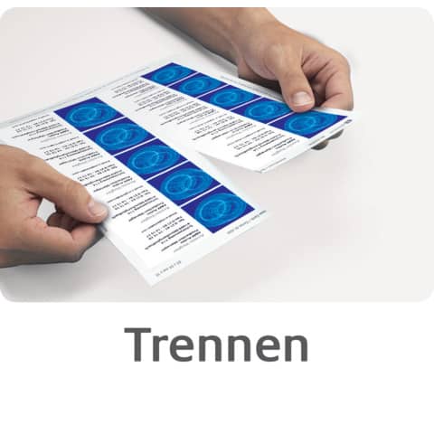 Visitenkarten Avery Zweckform C32010-10, beidseitiger Druck, 85 x 54 mm, Ecken spitz, 200 g/qm, weiß matt, 100 Stück auf 10 Blatt