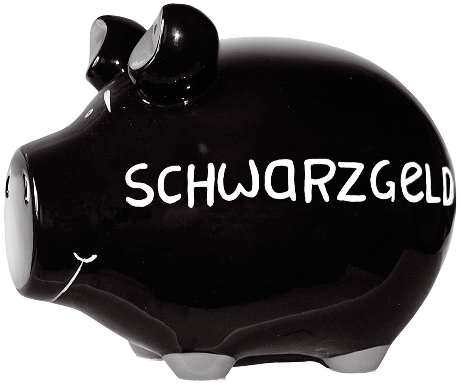 Spardose Schwein "Schwarzgeld" - Keramik, schwarz, mittel