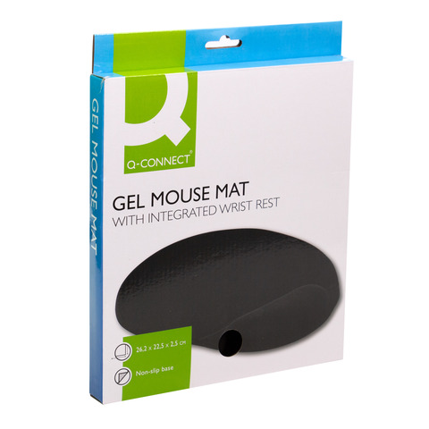 Mauspad Q-Connect KF02213 mit Handgelenkauflage, 23 x 26 cm, schwarz