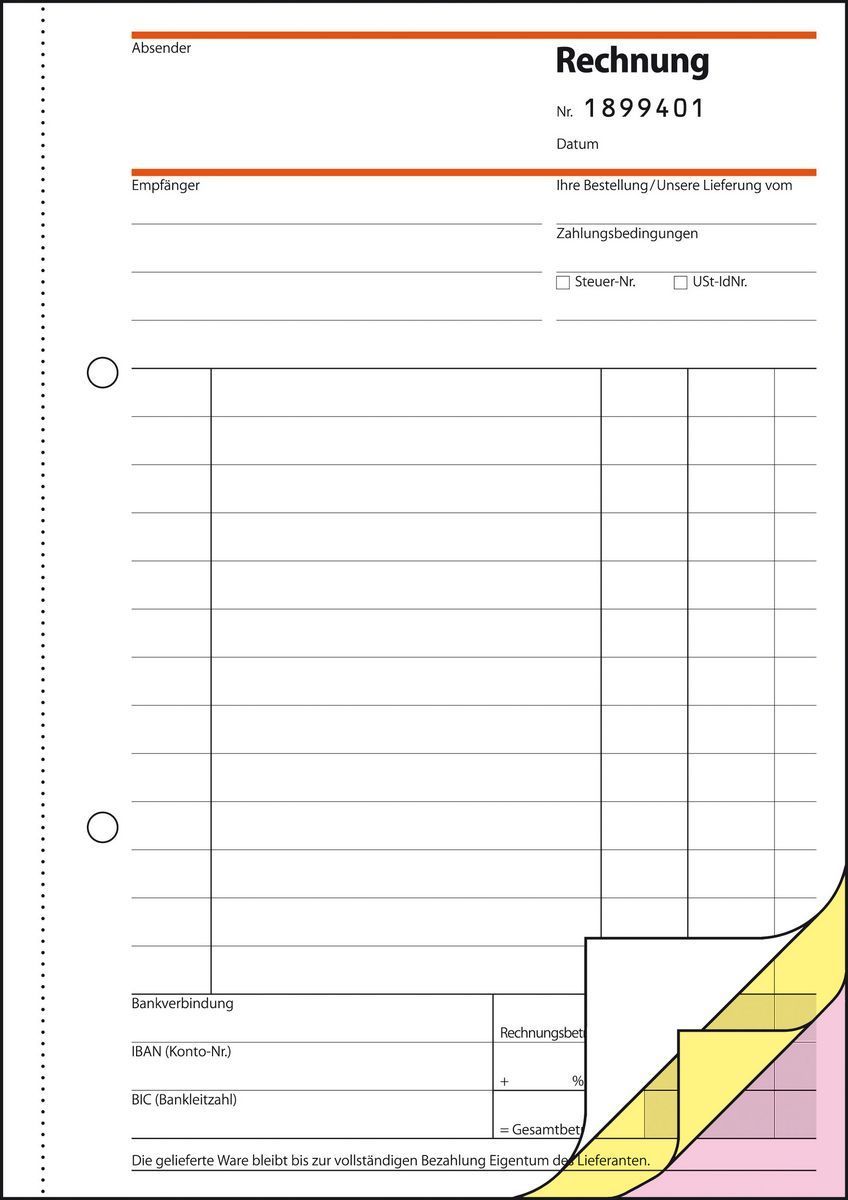 Rechnungen mit fortlfd. Nummerierung - A5, 1., 2. und 3. Blatt bedruckt, SD,MP, 3 x 50 Blatt Rechnungen mit fortlfd. Nummerierung - A5, 1., 2. und 3. Blatt bedruckt, SD,MP, 3 x 50 Blatt
