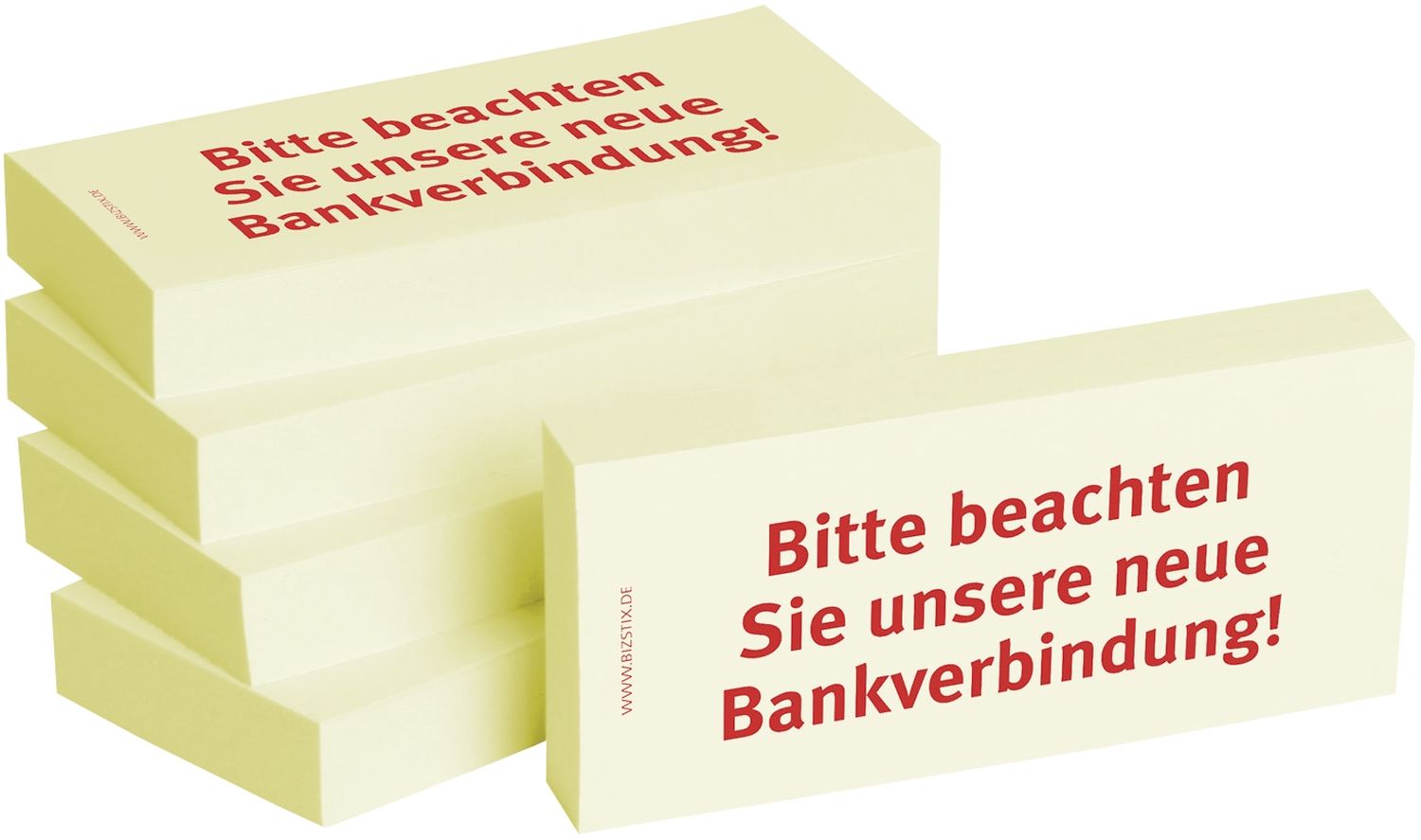 Haftnotizen "Bitte beachten Sie unsere neue Bankverbindung" - 75 x 35 mm, 5x 100 Blatt Haftnotizen "Bitte beachten Sie unsere neue Bankverbindung" - 75 x 35 mm, 5x 100 Blatt