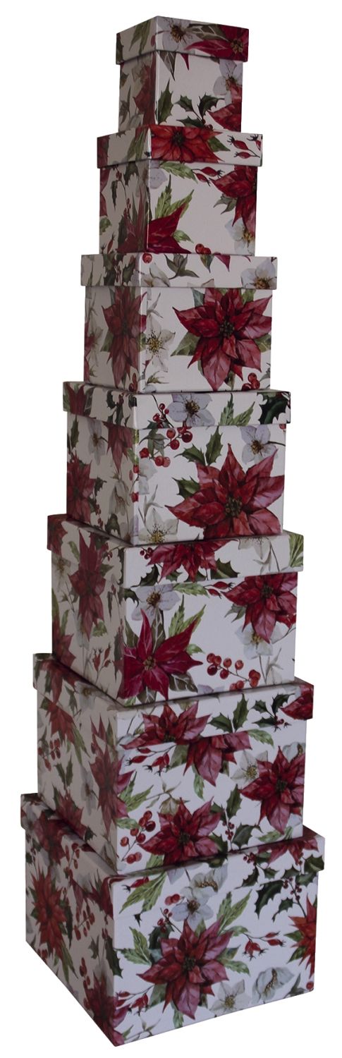 Weihnachtsgeschenkkarton Weihnachtsstern - 7 tlg., Würfel
