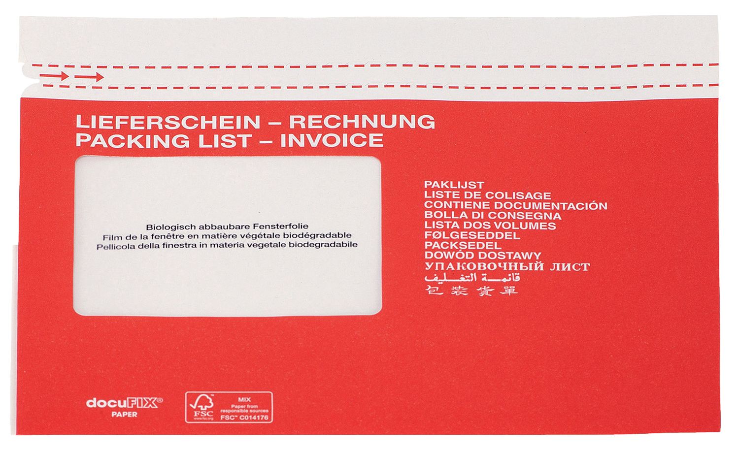 Begleitpapiertaschen mit Aufdruck Lieferschein-Rechnung - Papier, C5, weiß/rot, 500 Stück Begleitpapiertaschen mit Aufdruck Lieferschein-Rechnung - Papier, C5, weiß/rot, 500 Stück