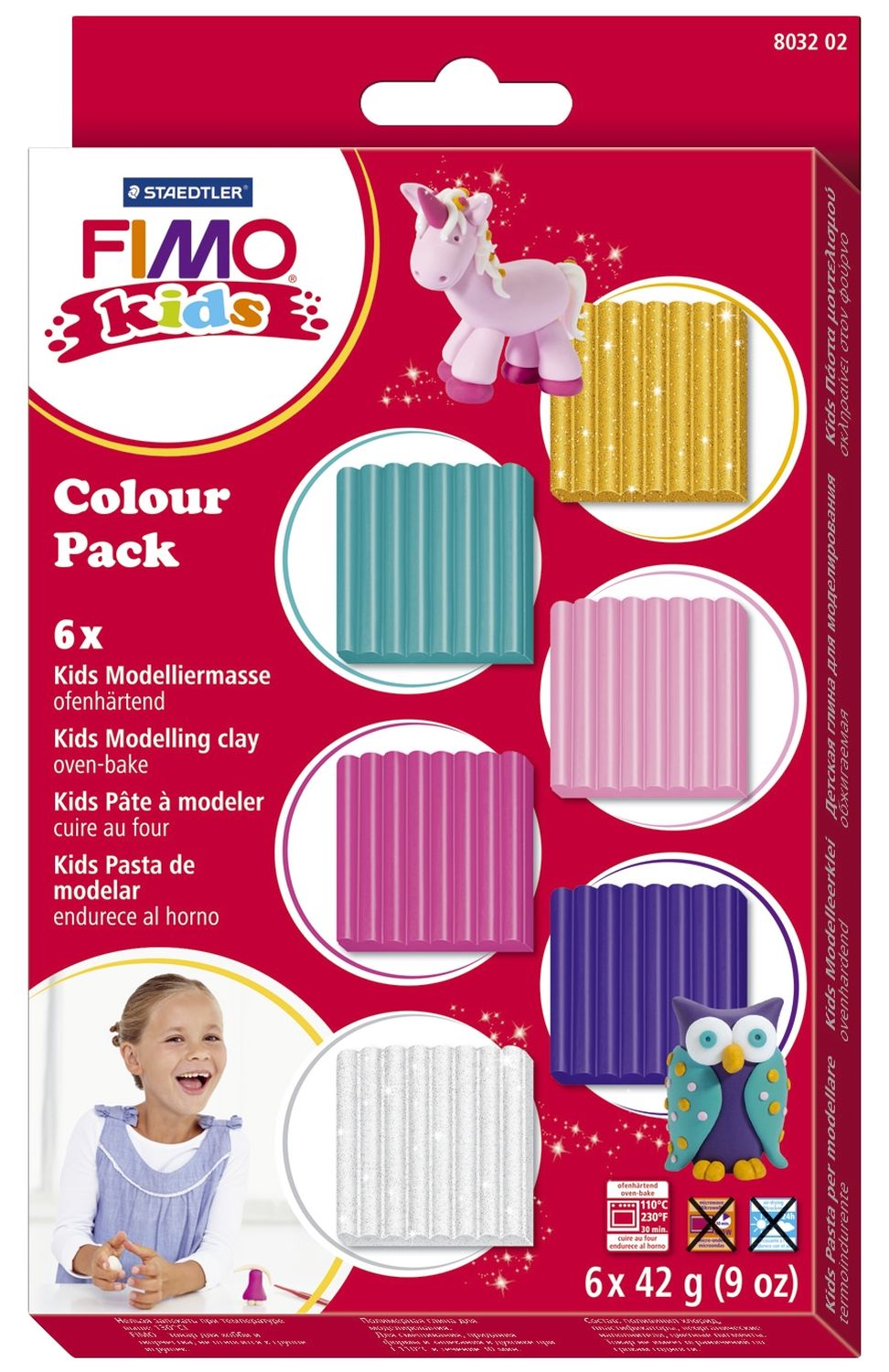 Modelliermasse FIMO® Kids Materialpackung girlie, Kunststoff, 6 x 42 g