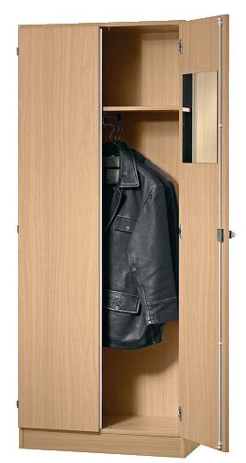 Garderobenschrank - 80 x 200,4 x 42 cm, Konstruktionsboden/Kleiderstange/Sockelblende, Ahorn/Ahorn, mit Montageservice