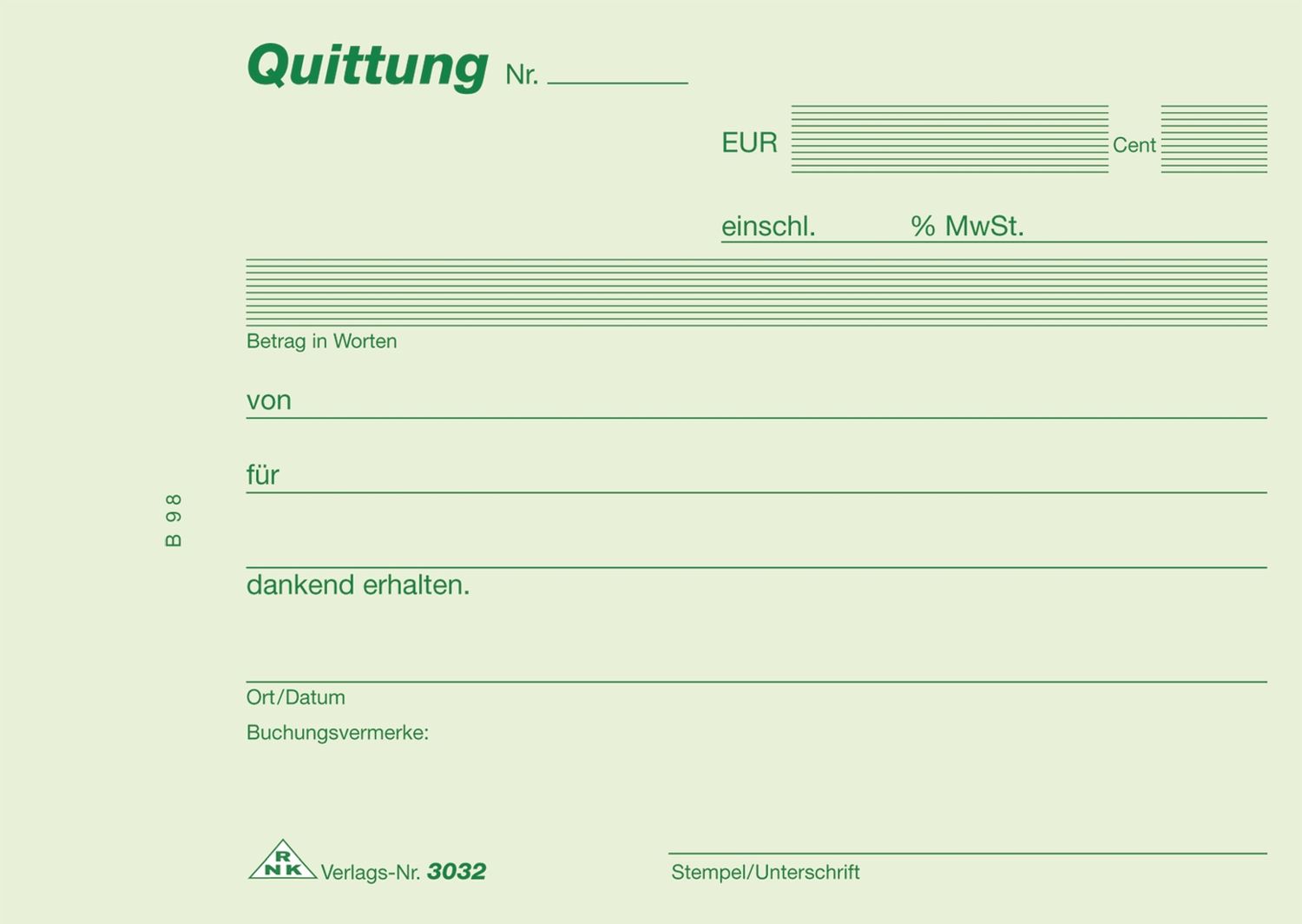 Quittung  - A6 quer, MP, SD, 2 x 40 Blatt