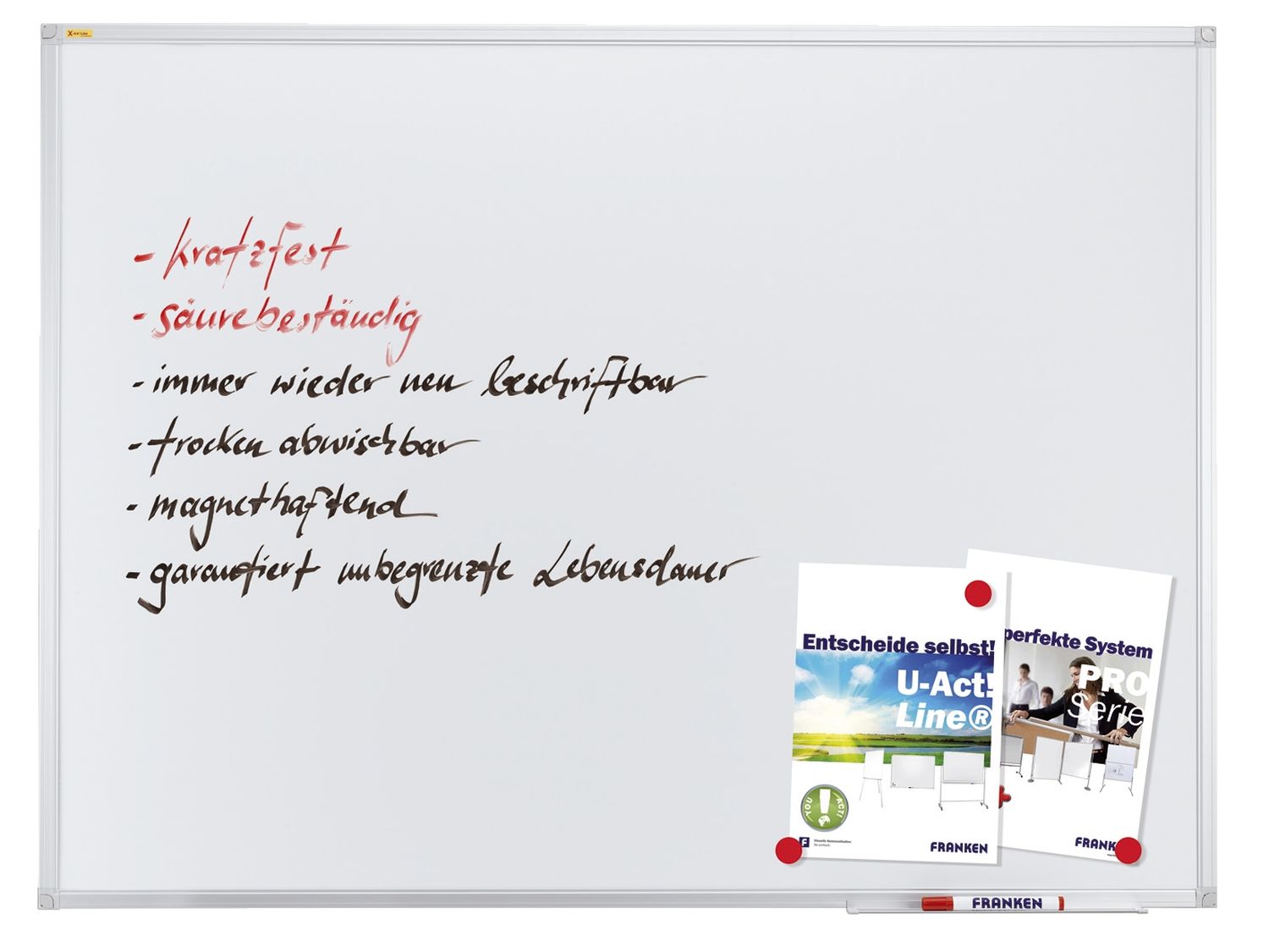 X-tra!Line® Schreibtafeln - 200 x 100 cm, magnetisch, weiß emailliert