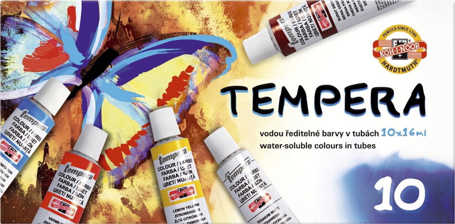 Malfarbe Tempera - 10 x 16ml Tuben, sortiert Malfarbe Tempera - 10 x 16ml Tuben, sortiert