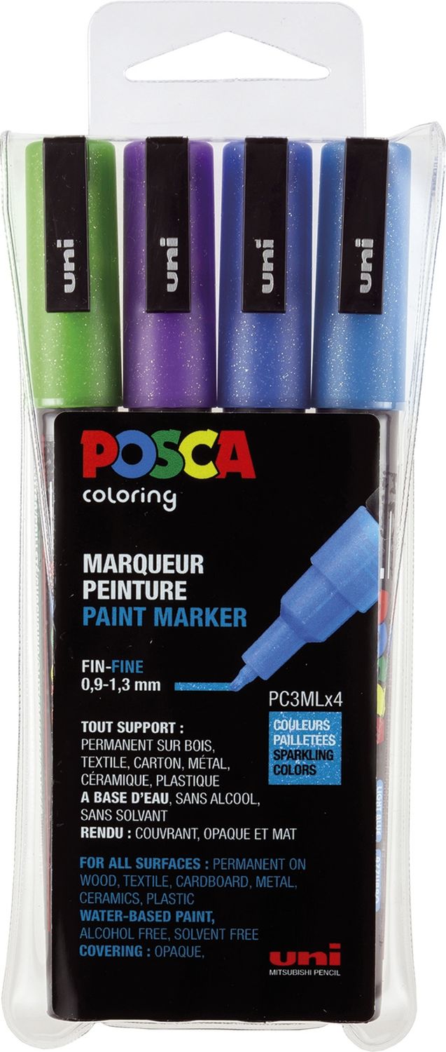 Marker - 0,9 - 1,3 mm, 4er Set Glitter sortiert Marker - 0,9 - 1,3 mm, 4er Set Glitter sortiert