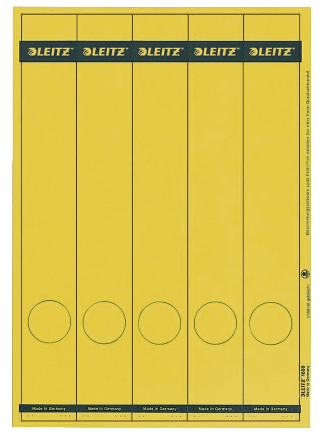Rückenschild Leitz 1688-00-15, PC-beschriftbare, lang/schmal 38 x 285 mm, 75 Stück, gelb Rückenschild Leitz 1688-00-15, PC-beschriftbare, lang/schmal 38 x 285 mm, 75 Stück, gelb