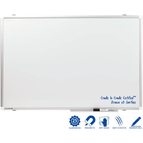 Whiteboard Legamaster Premium Plus 7-101043, 90 x 60 cm, emalliert, Alurahmen, senk- oder waagerechte Wandbefestigung