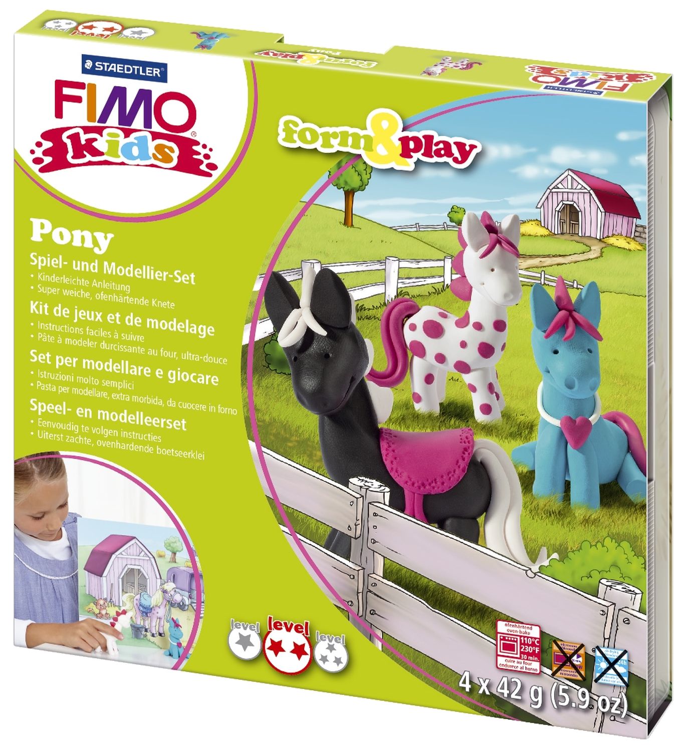 Modelliermasse FIMO® Kids Materialpackung Form & Play "Pony", 4 x 42 g Modelliermasse FIMO® Kids Materialpackung Form & Play "Pony", 4 x 42 g