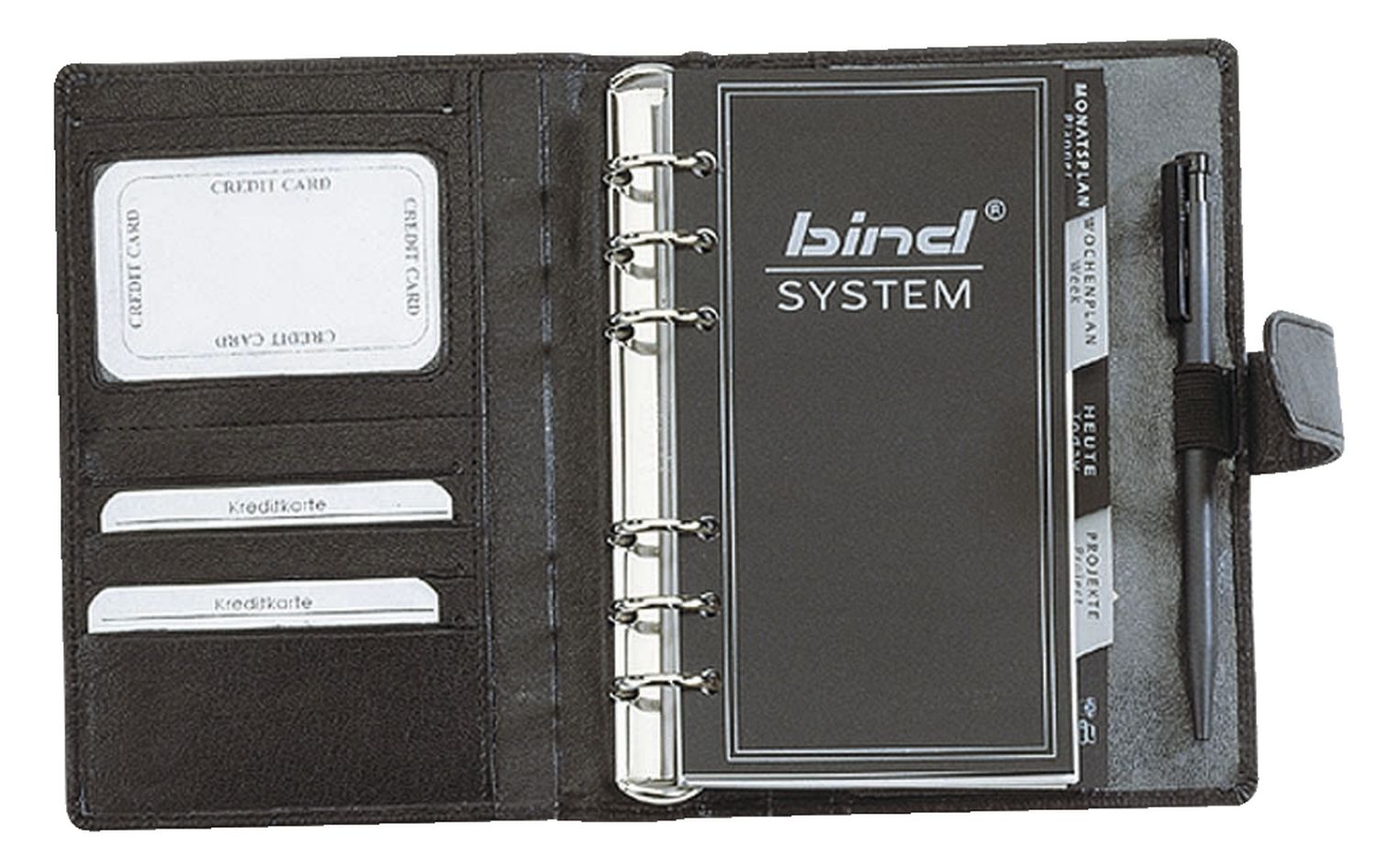 Systemplaner A6 Office, Nappaleder, schwarz, mit Druckknopfverschluss Systemplaner A6 Office, Nappaleder, schwarz, mit Druckknopfverschluss
