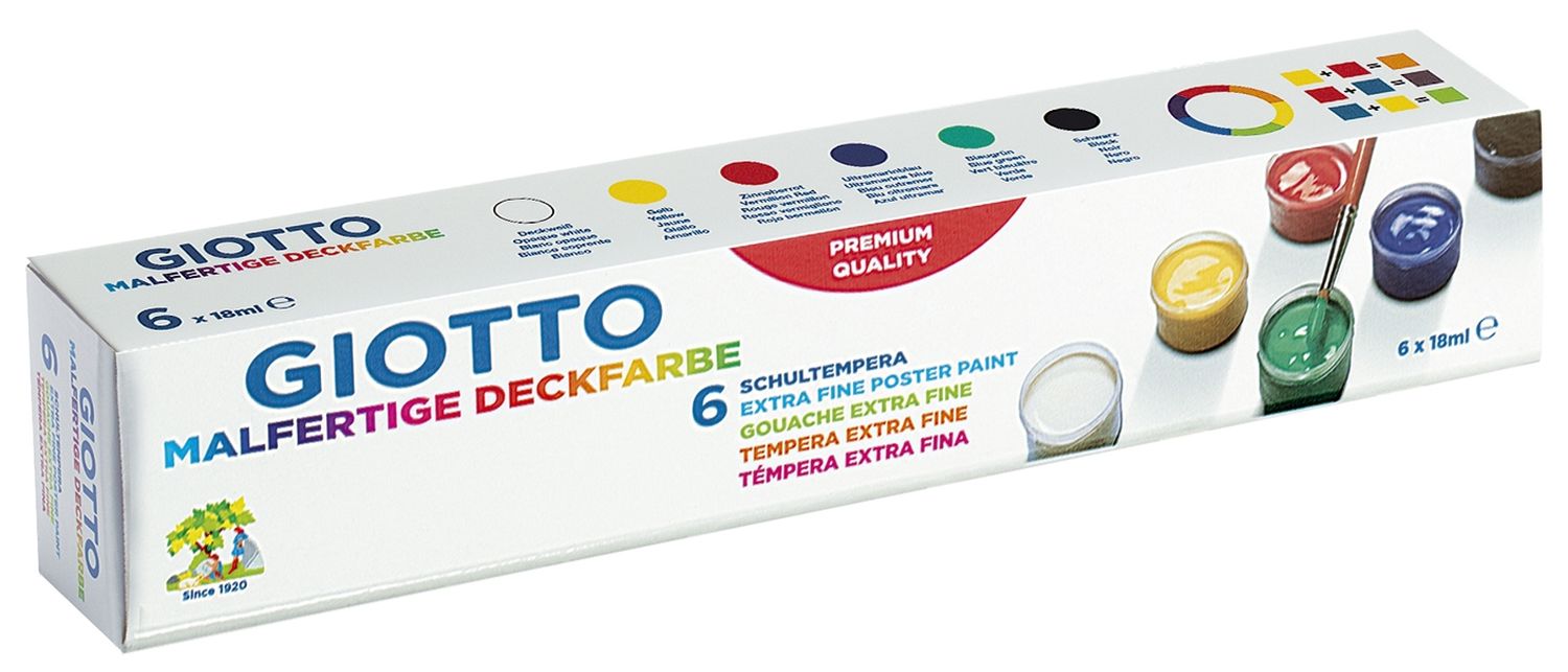 Malfarbe Giotto - 6x 18 ml, sortiert