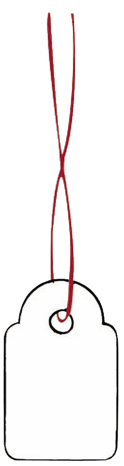 6902 Hängeetiketten - 15x24 mm, mit rotem Faden, 1000 Stück 6902 Hängeetiketten - 15x24 mm, mit rotem Faden, 1000 Stück