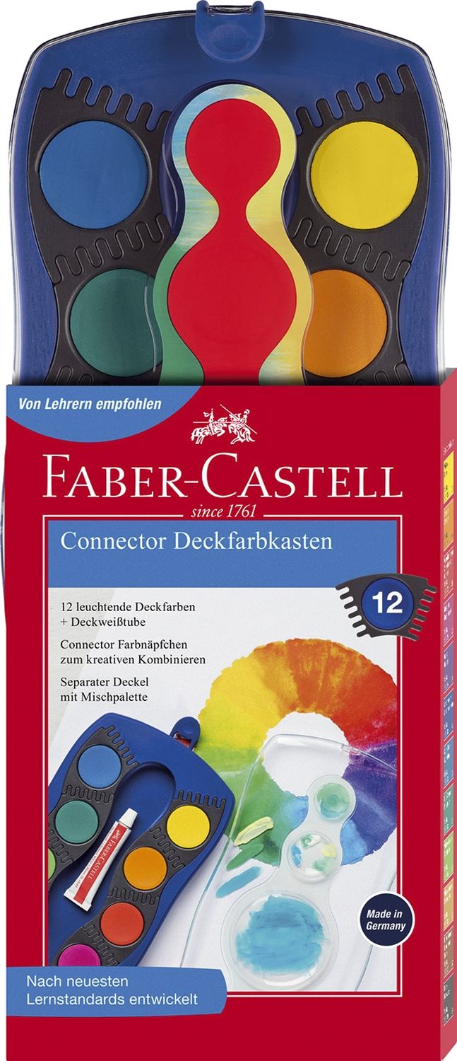 CONNECTOR Farbkasten - 12 Farben, inkl. Deckweiß, blau CONNECTOR Farbkasten - 12 Farben, inkl. Deckweiß, blau