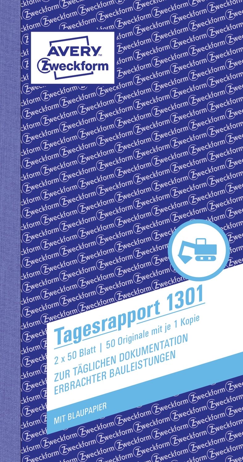 1301 Tagesrapport, 1. und 2. Blatt bedruckt, 105 x 200mm, 2 x 50 Blatt 1301 Tagesrapport, 1. und 2. Blatt bedruckt, 105 x 200mm, 2 x 50 Blatt