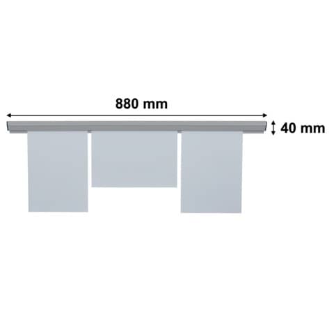 Papierklemmschiene Franknen PKS88, (L x H) 88 x 4 cm, Kunststoff, grau