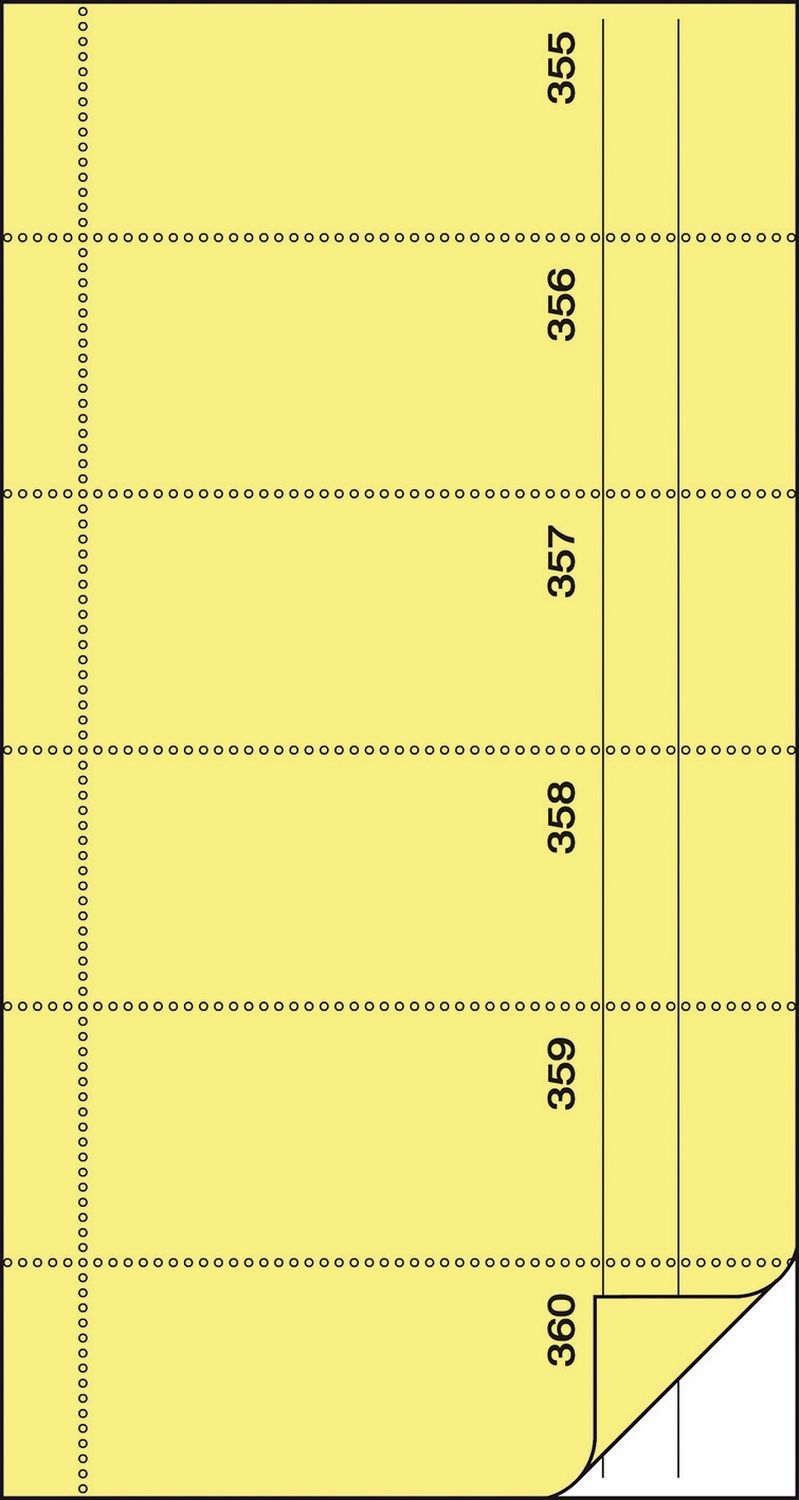 Bonbuch - o. Kellner-Nr., 360 Abrisse, SD, gelb, 105x200 mm, 2 x 60 Blatt