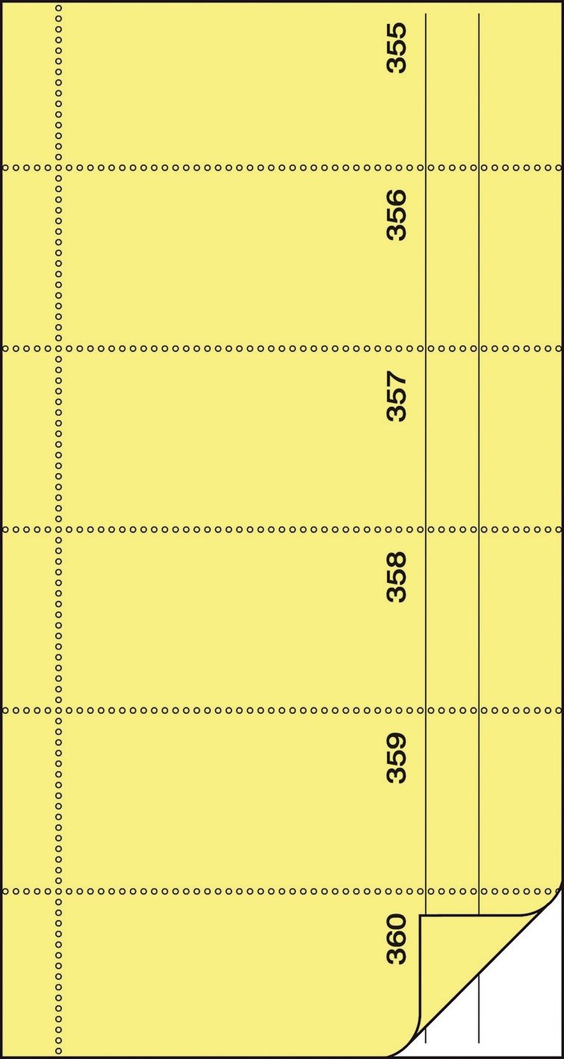 Bonbuch - o. Kellner-Nr., 360 Abrisse, SD, gelb, 105x200 mm, 2 x 60 Blatt Bonbuch - o. Kellner-Nr., 360 Abrisse, SD, gelb, 105x200 mm, 2 x 60 Blatt