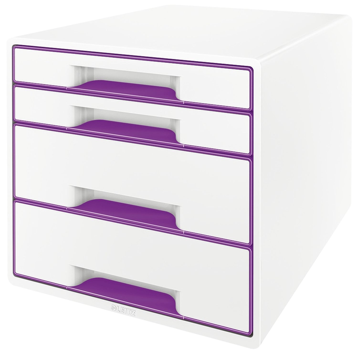 5213 Schubladenbox WOW CUBE - A4/C4, 4 geschlossene Schubladen, perlweiß/violett metallic