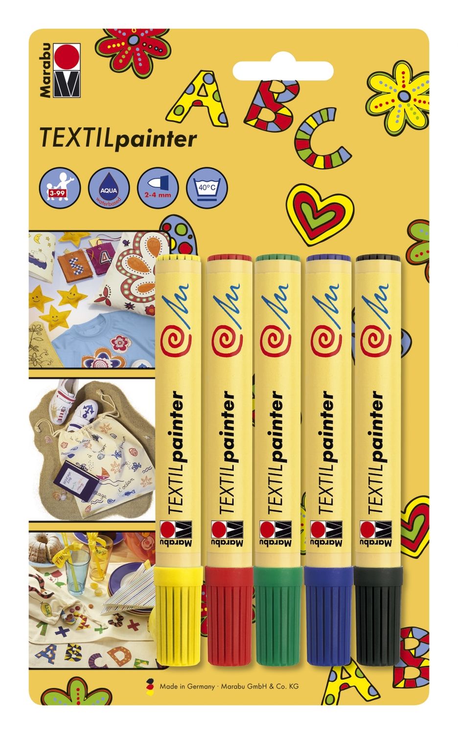 Textil Painter, 5er-Blister-Sortierung, 5 x 2-4 mm Textil Painter, 5er-Blister-Sortierung, 5 x 2-4 mm