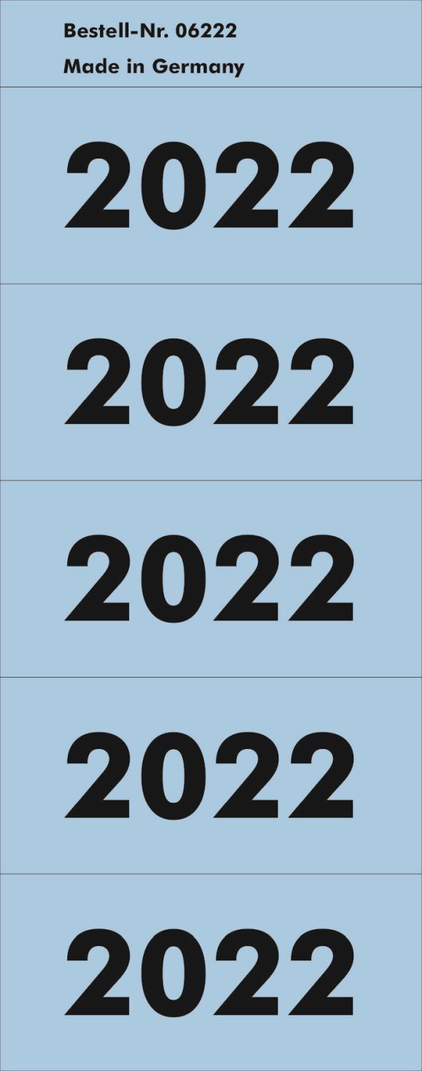 Inhaltsschild 2022 - selbstklebend, 100 Stück, hellblau