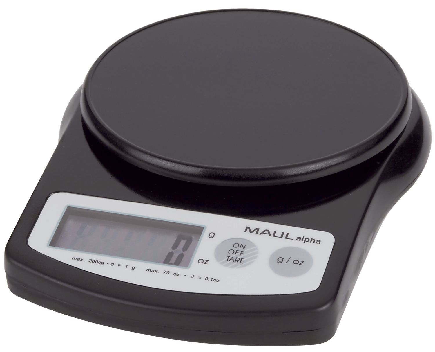 Briefwaage MAULalpha, 2000 g, 1 g, 137 x 36 x 188 mm, schwarz Briefwaage MAULalpha, 2000 g, 1 g, 137 x 36 x 188 mm, schwarz