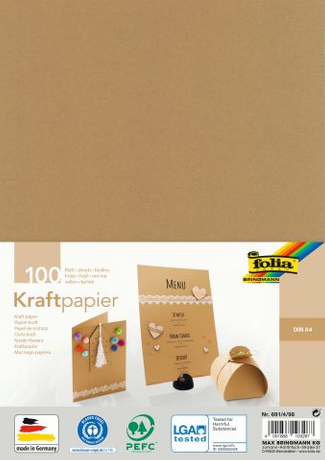 Kraftpapier - natur, A4, 120 g/qm, 100 Blatt Kraftpapier - natur, A4, 120 g/qm, 100 Blatt