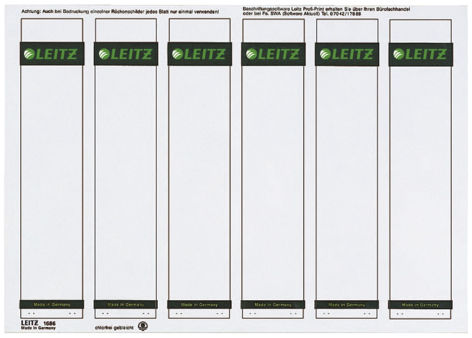 Rückenschilder Leitz 1686-20-85, PC-beschriftbare, kurz/schmal 39 x 192 mm, 150 Stück, hellgrau Rückenschilder Leitz 1686-20-85, PC-beschriftbare, kurz/schmal 39 x 192 mm, 150 Stück, hellgrau